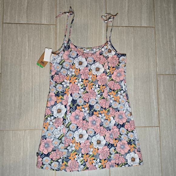 NWT!! VANS WOMENS (JUNIORS) SIZE LARGE RETRO FLORAL SLEEVELESS TIE MINI DRESS - Picture 6 of 10